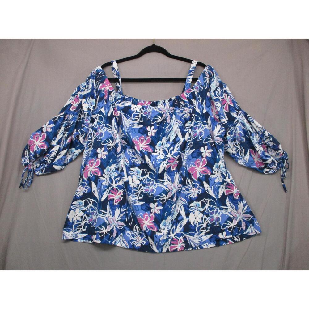 Lane Bryant Off-Shoulder Floral Flowy Blouse Womens 3/4‎ Sleeve Size 22/24